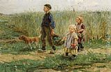 Jan Zoetelief Tromp Children Strolling in the Fields painting
